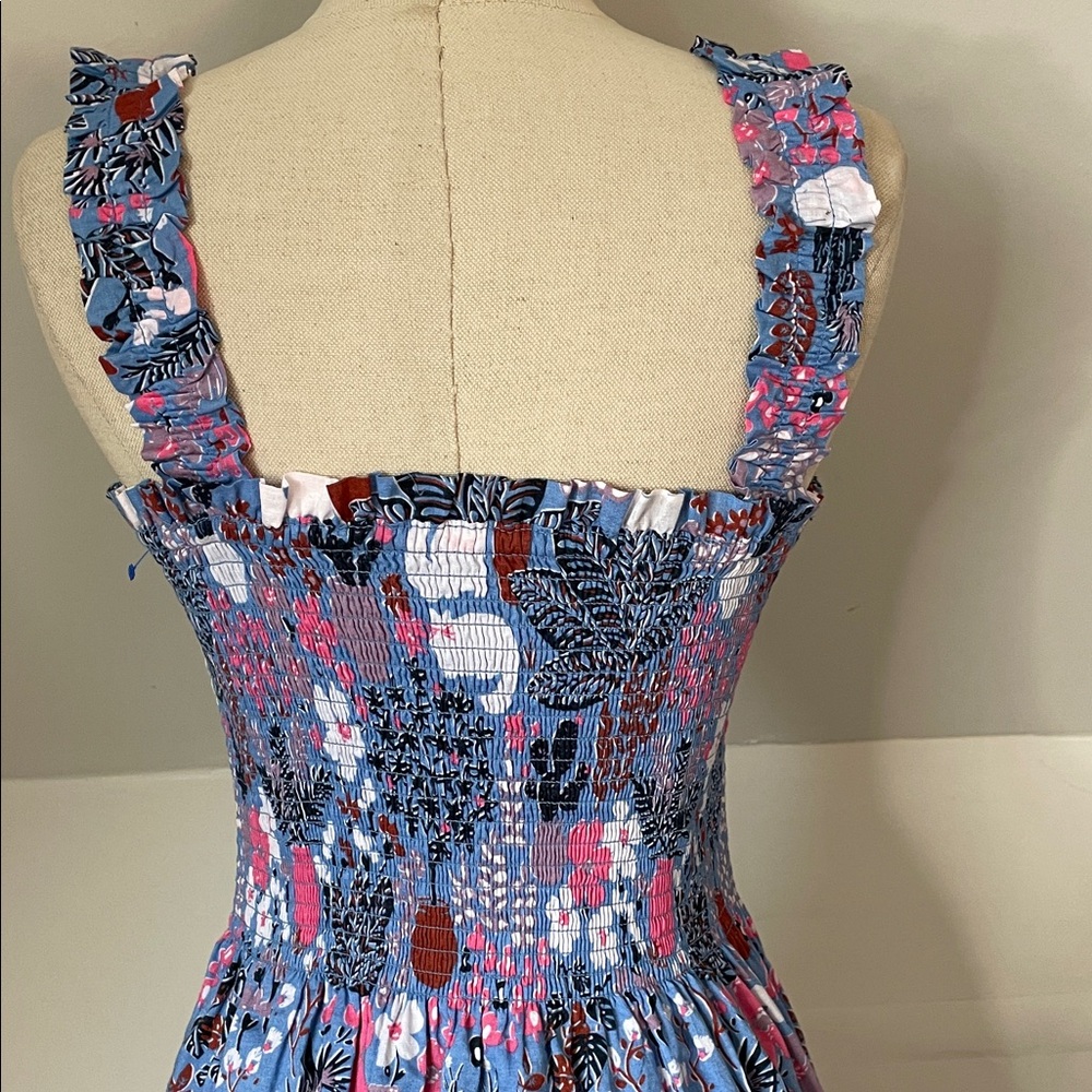 Kate Spade Blue and Pink Floral Midi Dress Size Large - Picture 4 of 8